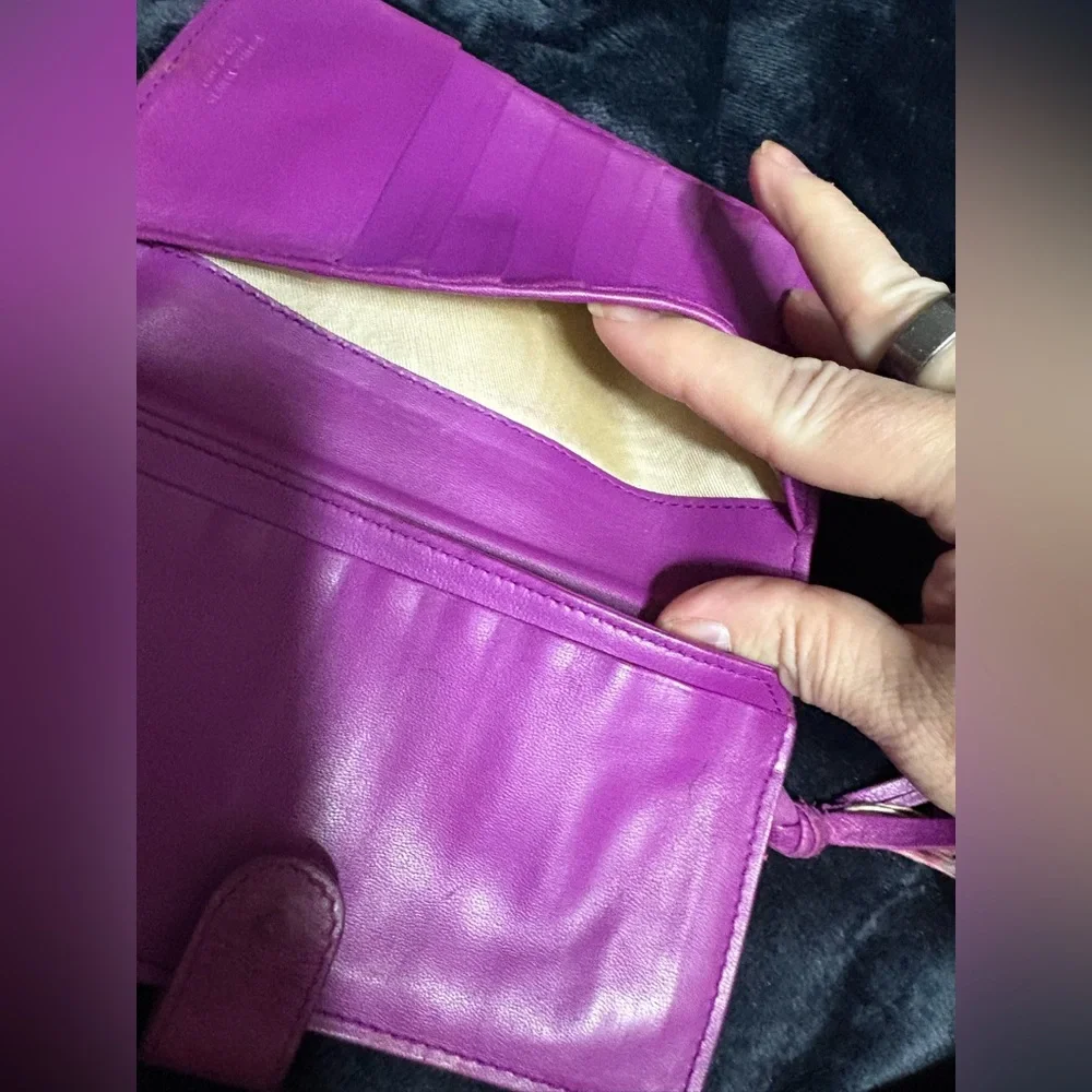 Bottega, Venetta, purpleish, cranberry wallet, good used condition